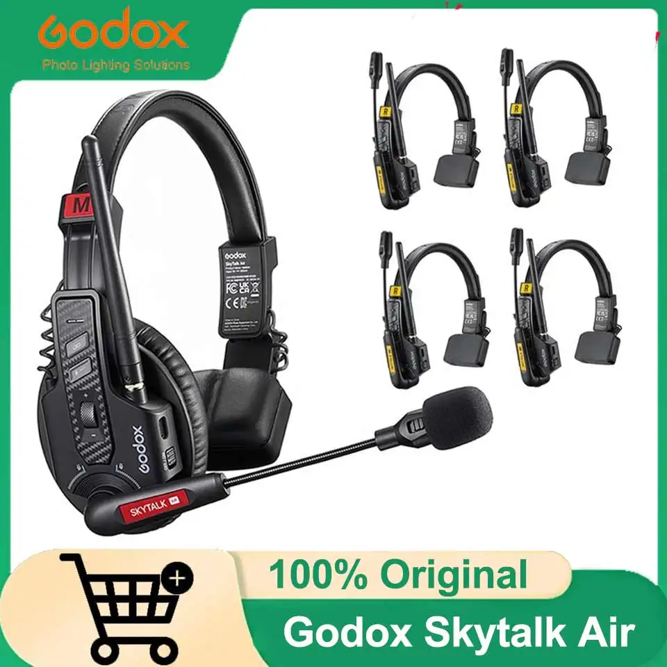 

Godox SkyTalk Air 2.4G Wireless Intercom Headset System Full-Duplex Communication Headphone for Camera Crew Filmmaking Live Stre
