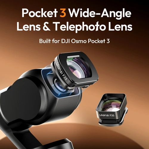 Imagen 2 del producto Ulanzi F35 Pocket 3 Lente gran angular / teleobjetivo para DJI Osmo Pocket 3 Accesorio magnético para fotografía Instalación rápida