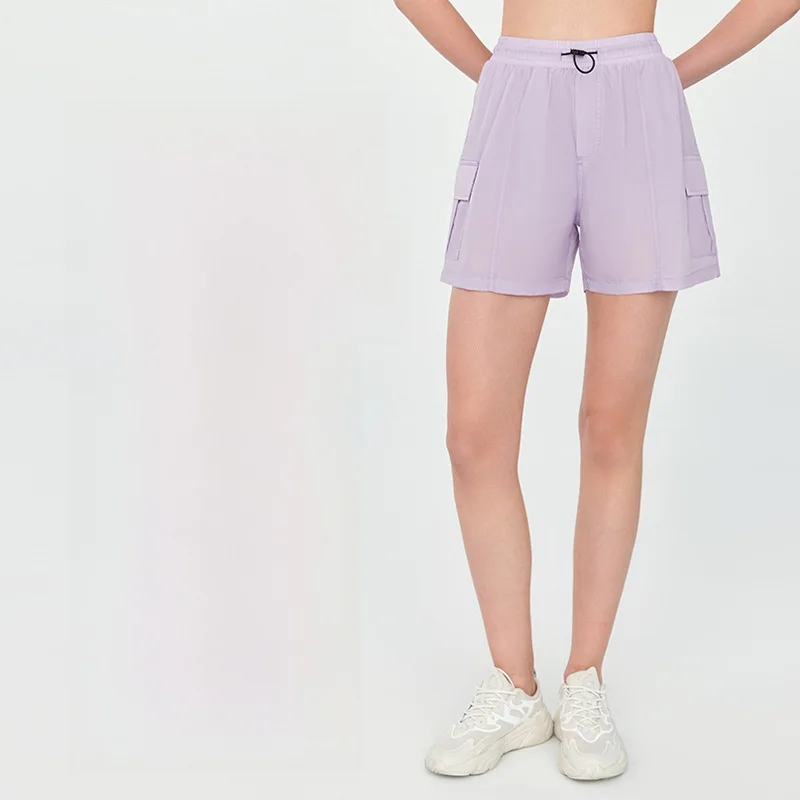 Damskie spodenki sportowe z filtrem przeciwsłonecznym SPF, do biegania na świeżym powietrzu, fitnessu, jogi, codzienne, cienkie, wiatroodporne, letnie.