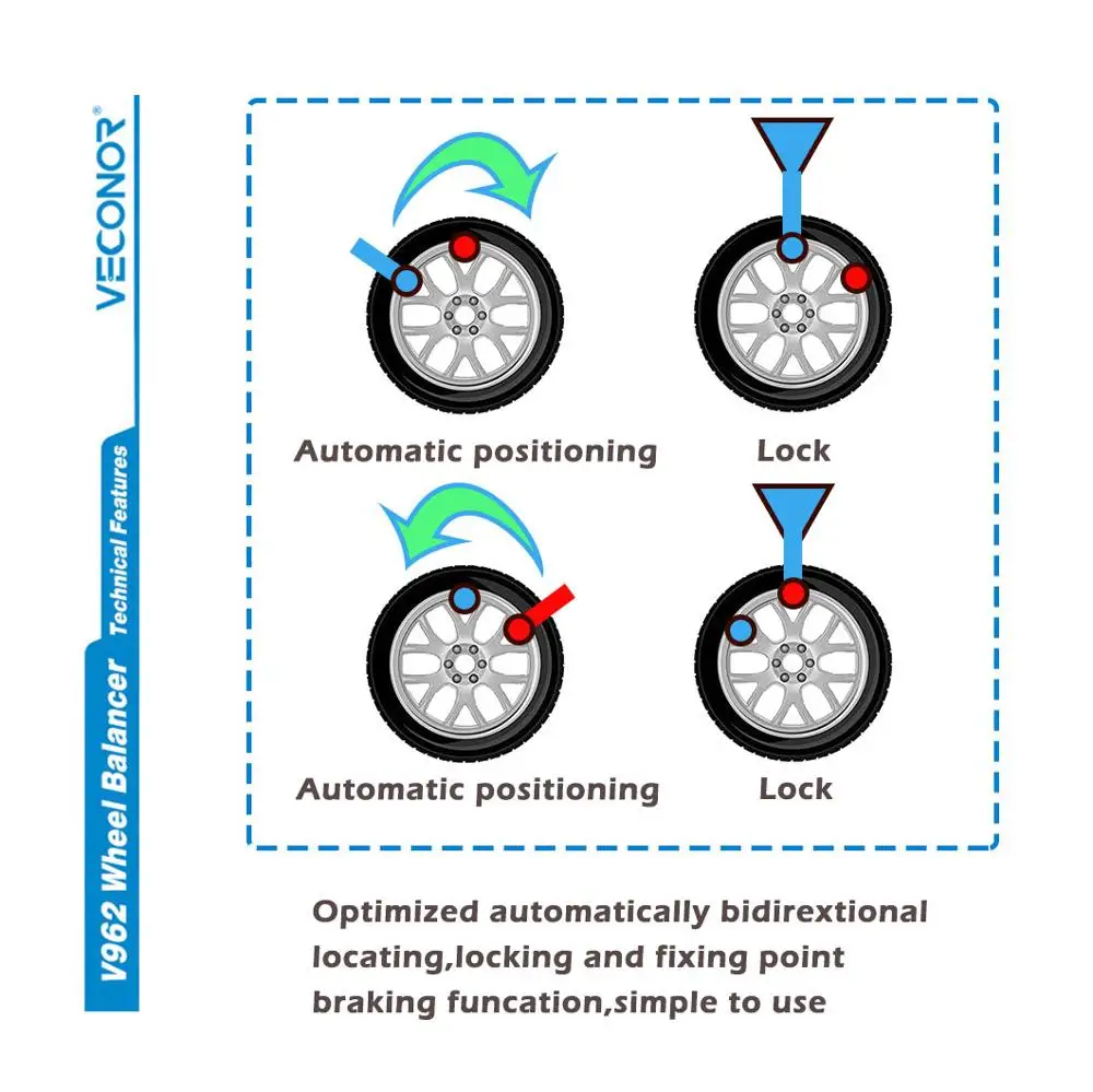 V962 Automatic Car Wheel Balancer with CE Automatic Distance & Diameter Input Sonar Rim Width Input