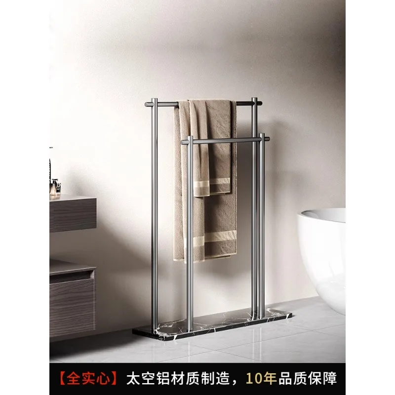 Gun gray solid floor to ceiling marble towel rack with no punching, bathroom storage rack, hotel towel rack, creative towel rod