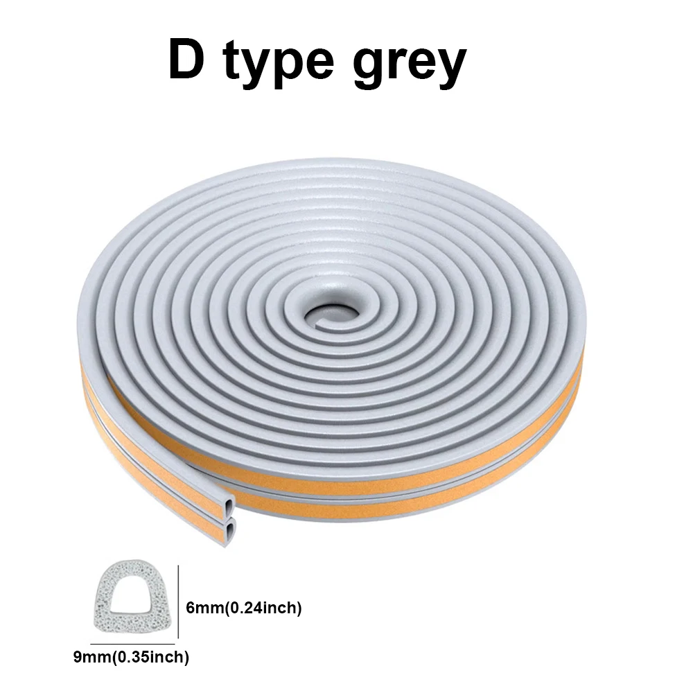 5 m/10 m Deur Afdichting Strip Diep zelfklevende Draft Stopper Tape Venster Weerstrippen Isolatie geluid Rubber Afdichting Strip