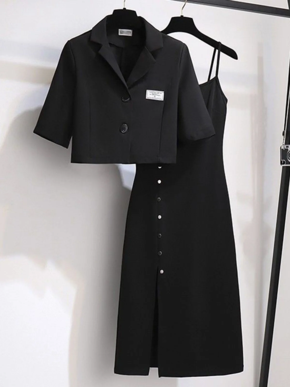 

Bla Slim Fit Suit Jaet with Belt Long Dr Women Summer Autumn plus Size Fat MM Apparent Thin Cardigan Dr Set