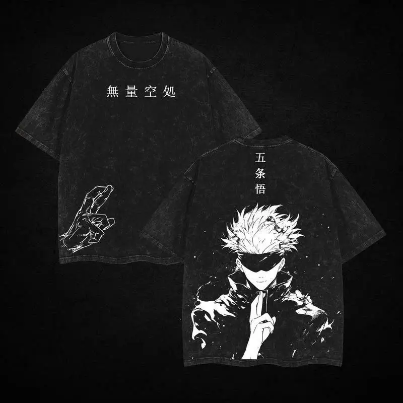 

Anime Retro Washed Infinite Wizard T-shirt Washed in All Seasons, Suitable for Both Men and Women