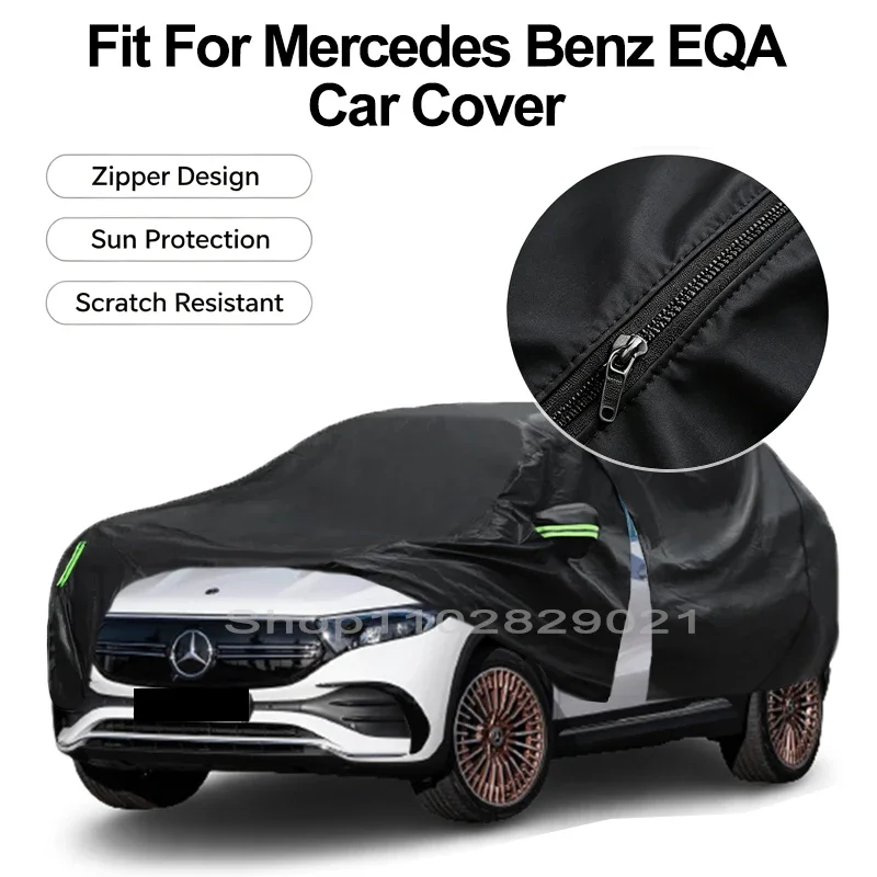 Zipper Door Waterproof Car Cover For Benz EQA(250 300 350 4MATIC) Windproof Dustproof UV Protection All Weather Auto Protector