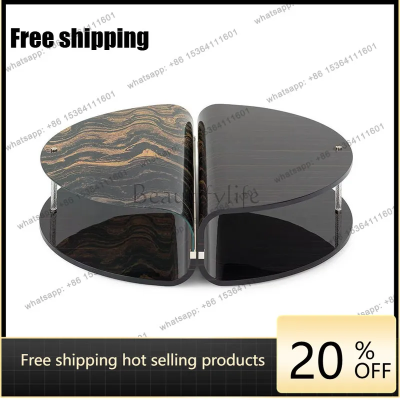 

XX Italian light luxury glass splicing round coffee table living room home fashion tea table combination
