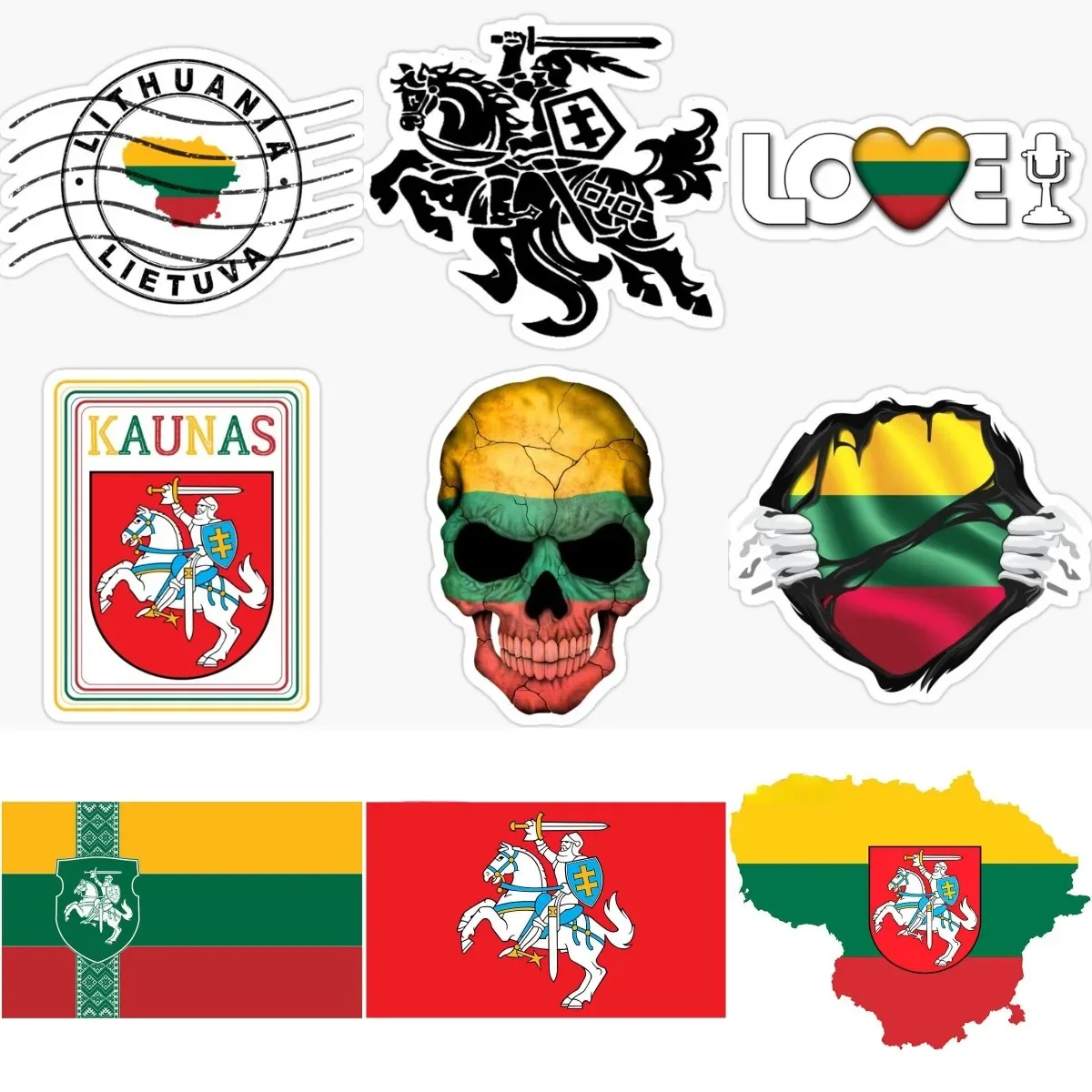 

Lithuania Flag Map Knight Badge PVC Sticker for Decorate Car Motorcycle Helmet Camper Truck Van Bicycle Room Decal Customizable
