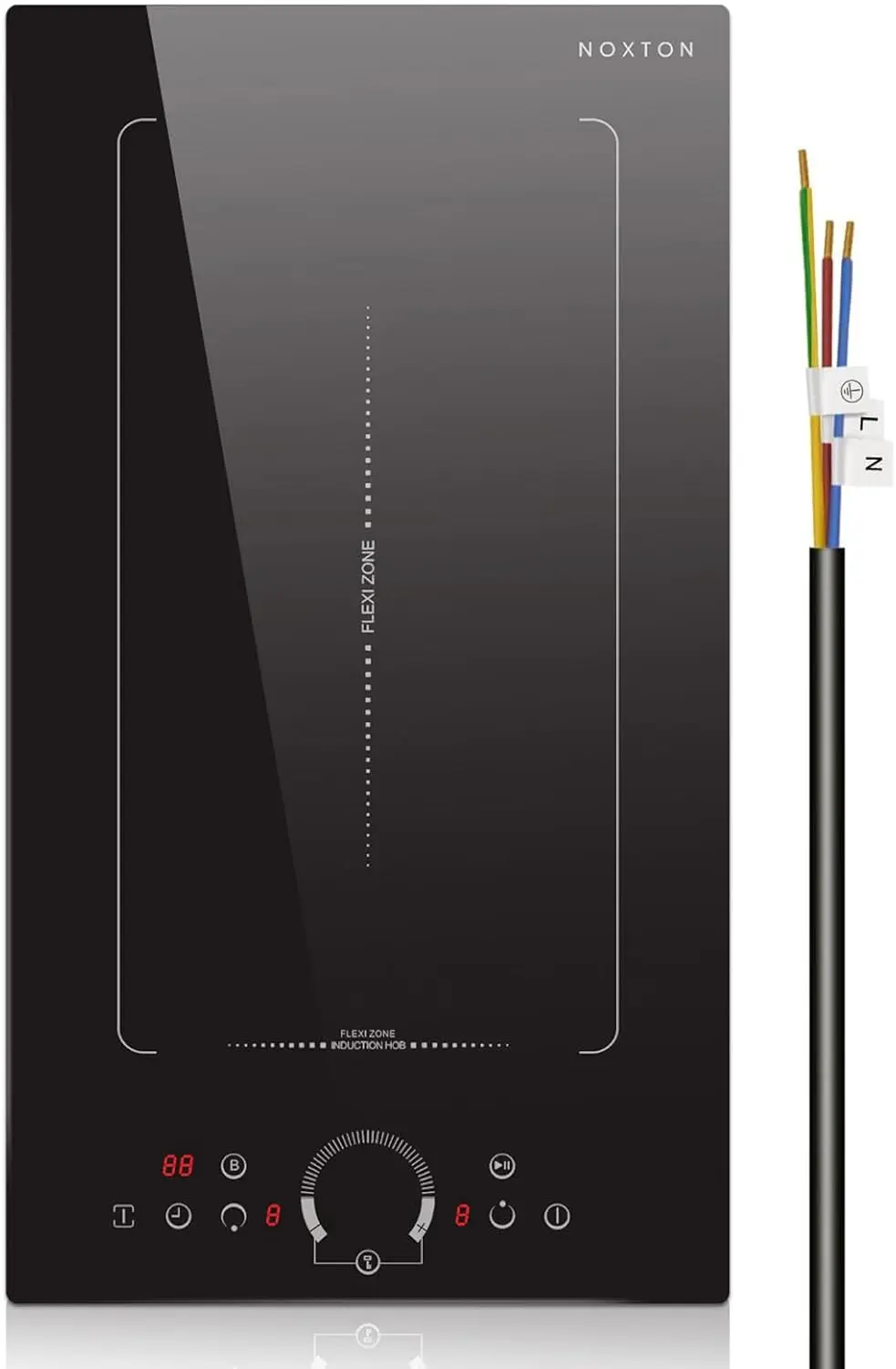 Doppel-Induktionskochfeld, 2-Brenner Elektroherd, Verbessertes Induktionskochfeld mit Zonensteuerung, Power Boost, 9 Leistungsstufen