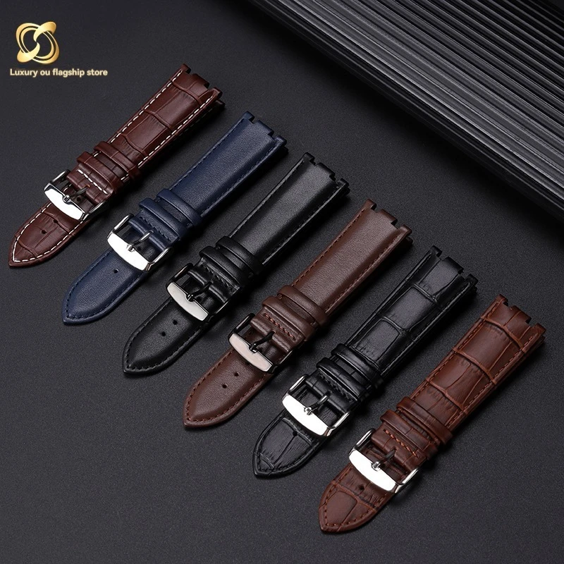 For Casio Racing EFR-539d EFR-539bk Series Modified Dedicated Interface Cowhide Watch Strap Blue Calfskin Black Brown Watchband