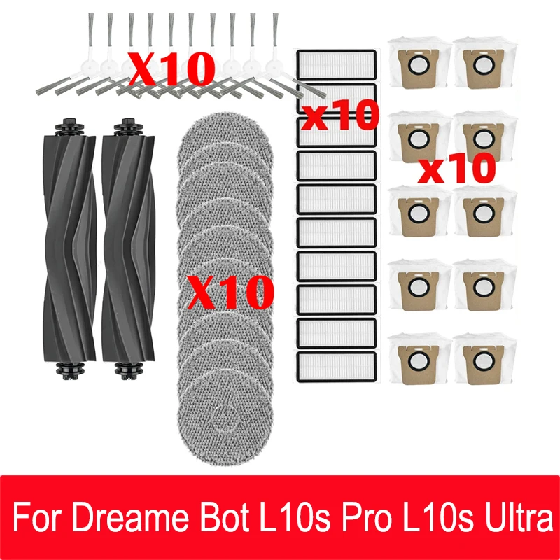 For Dreame L10s Ultra / S10 Pro Accessories For XIAOMI Mijia Omni 1S B101CN Robot X10+ Robot Vacuum Main Side Brush Filter Mop