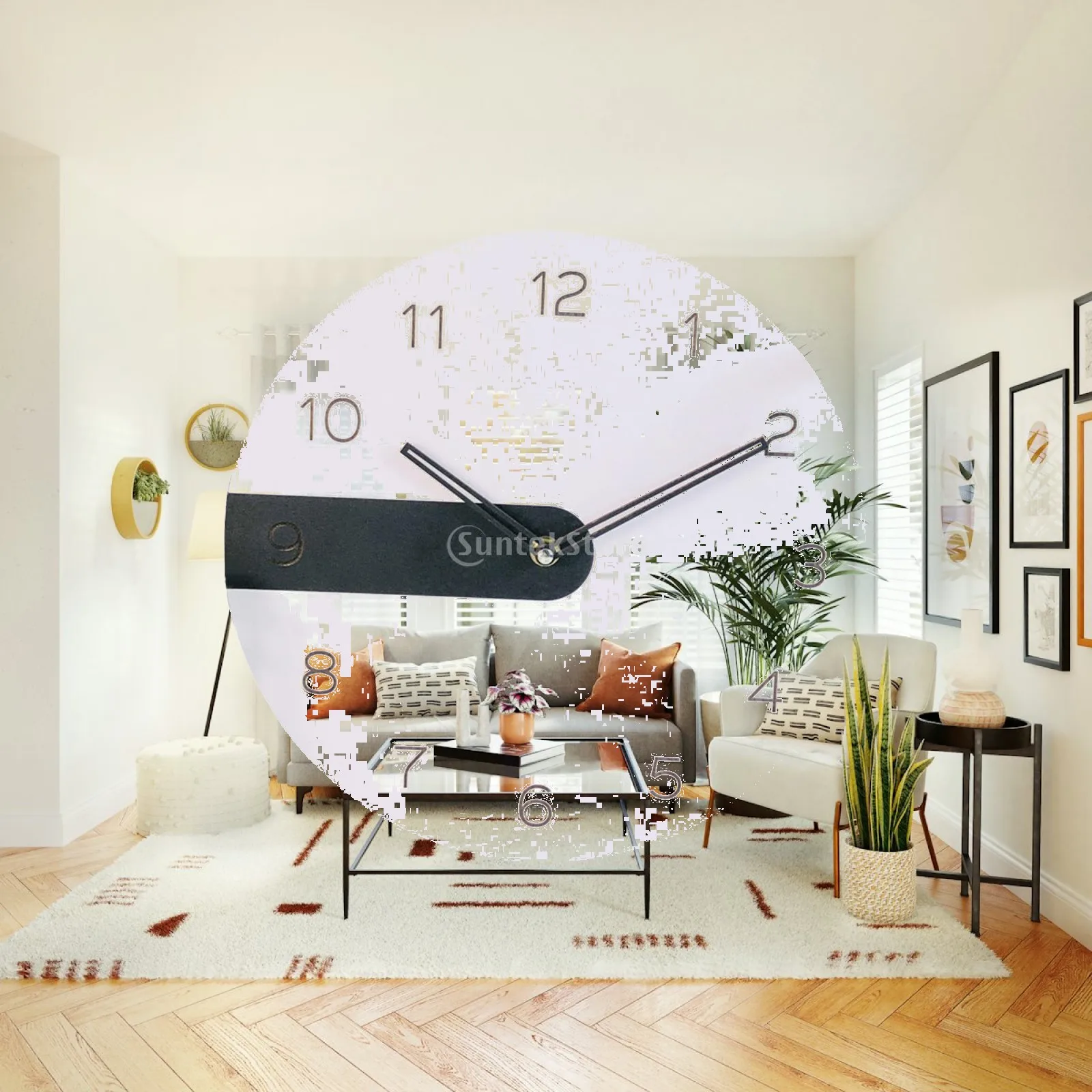 Circle Wall Clock Non-Ticking Arabic Numeral Battery Operated