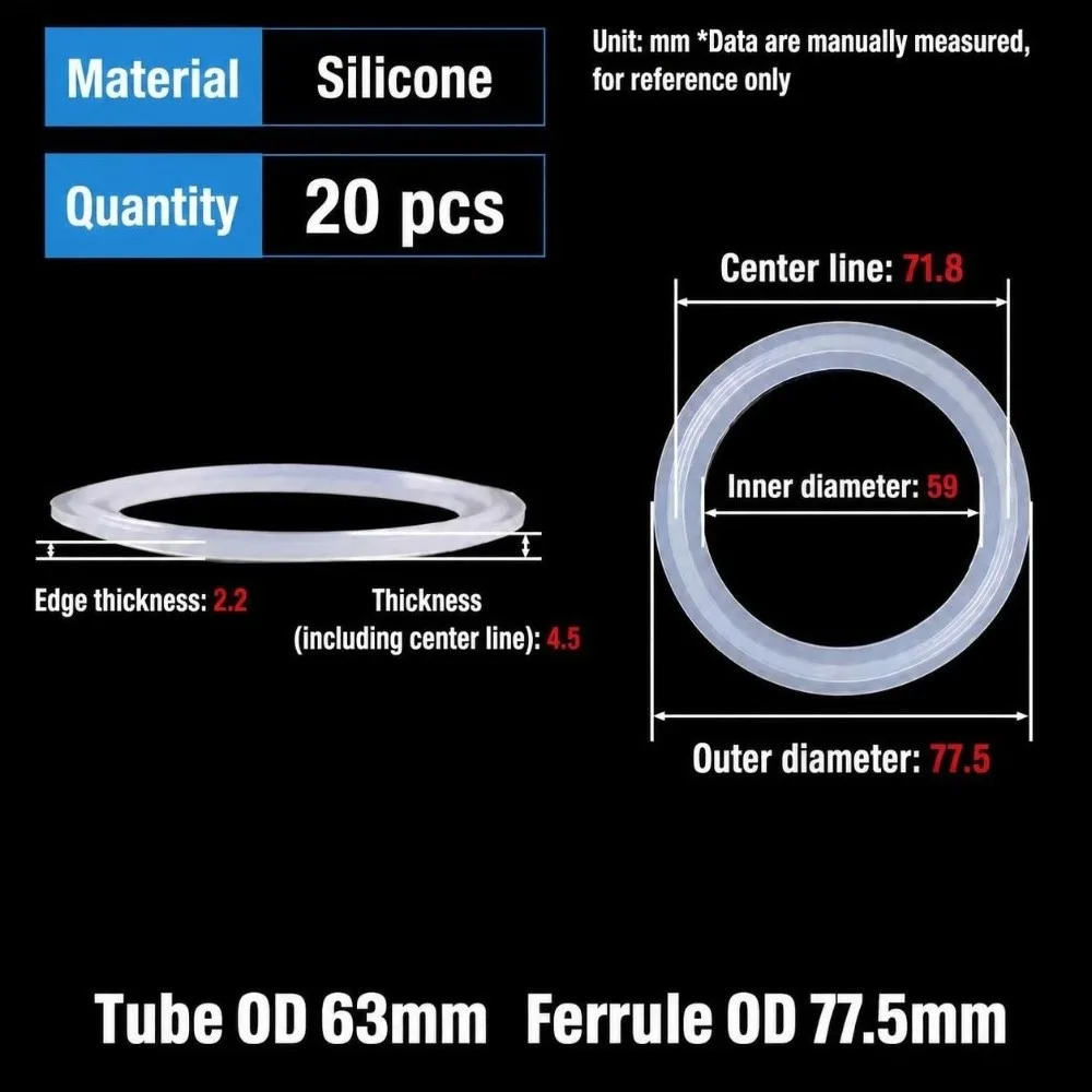 Durable Silicone Tri Clamp Gasket Food Grade Transparent Silicone Gasket High Temperature Resistant Sanitary Ferrule Seal