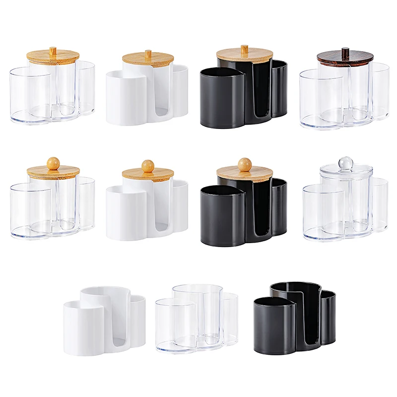 

1 шт., коробка для хранения ватных тампонов, двойная головка, контейнер для ватных палочек, прозрачная квадратная бамбуковая крышка, коробка для ватных тампонов, зубочистка, органайзер