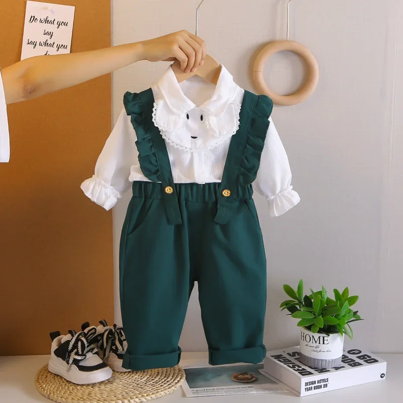 

New Spring Autumn Fashion Baby Clothes Suit Children Girls Long Sleeved Shirt Overalls 2Pcs/Sets Infant Clothing Kids Tracksuits