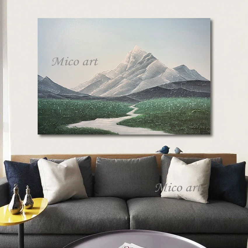 

Abstract Acrylic Canvas Modern Wall Room Decor Natural Scenery Art Painting Hotel Office Artwork Unframed Mountain Picture