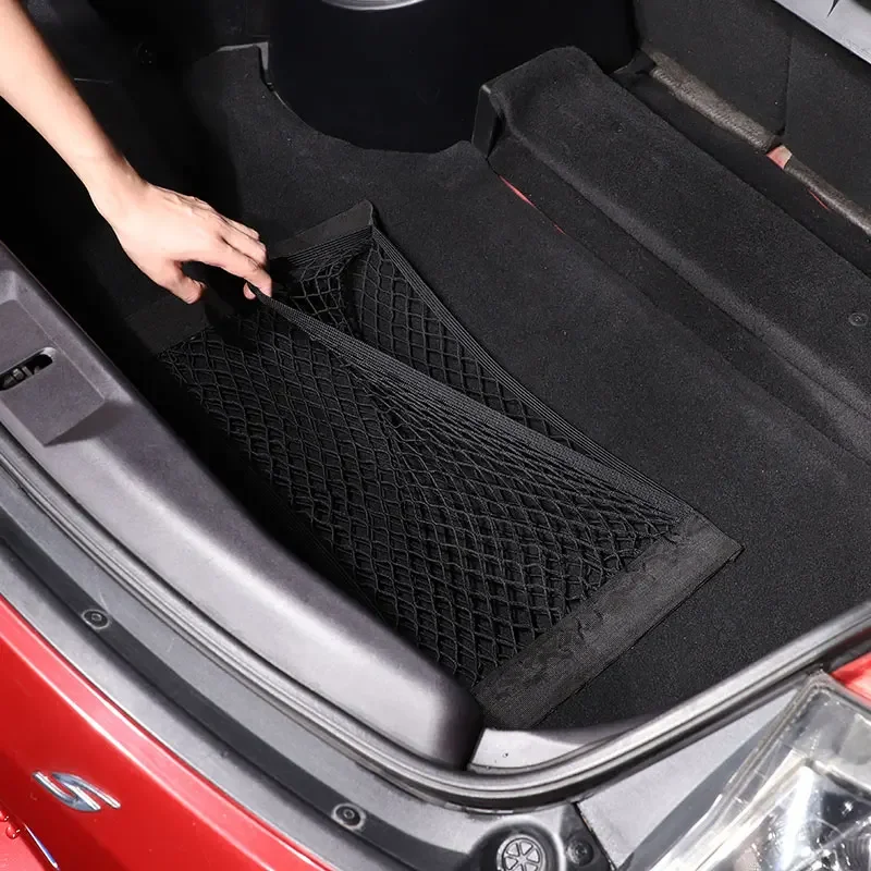 

For Mitsubishi Eclipse 2006-20211 Nylon Black Car Trunk Cargo Organizer Storage Elastic Mesh Bag Luggage Cargo Car Accessories