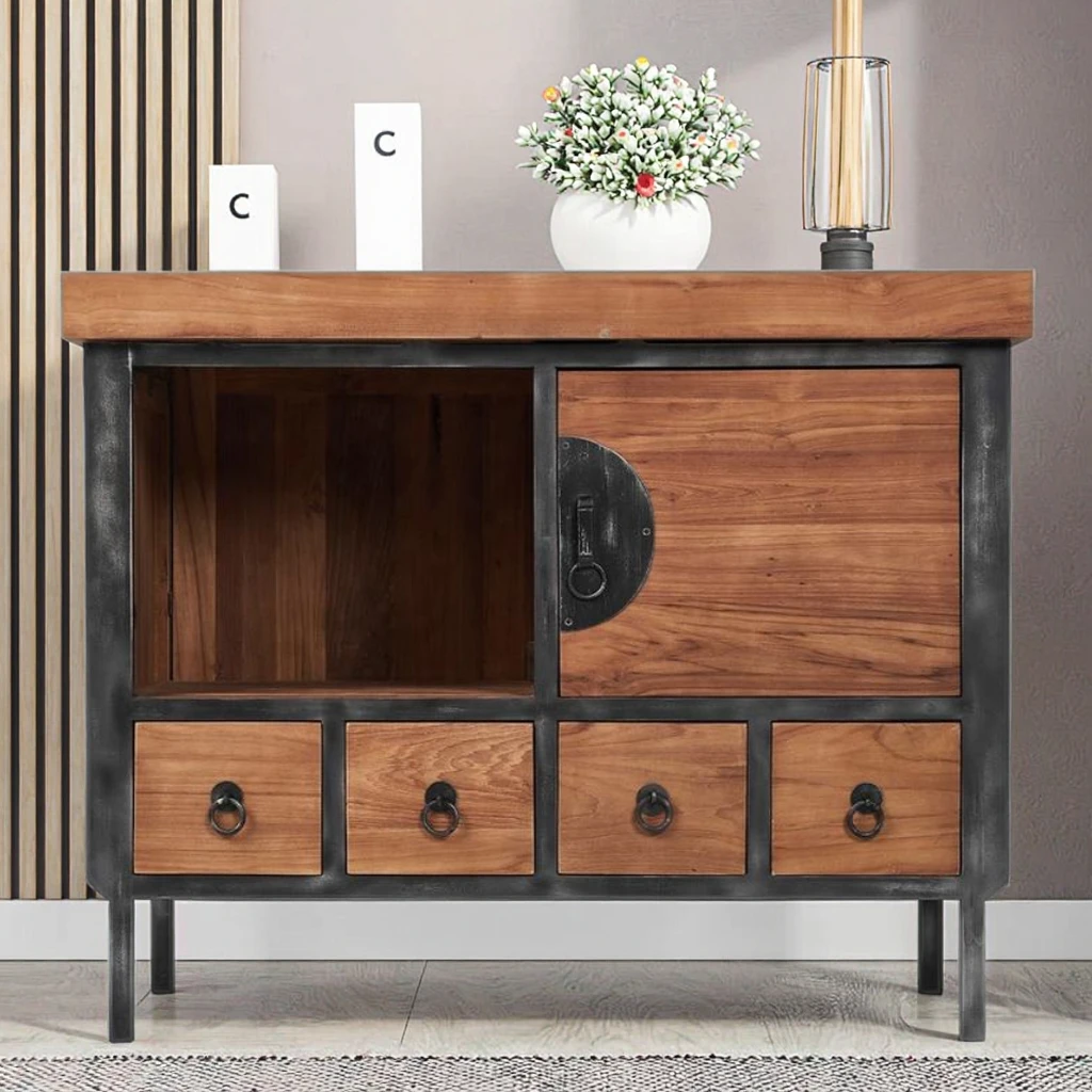 

Z DU'S Modern Solid Wood Cabinet With Six Independent Storage Spaces. Stable And Sturdy, Suitable For Living Rooms And Kitchens.