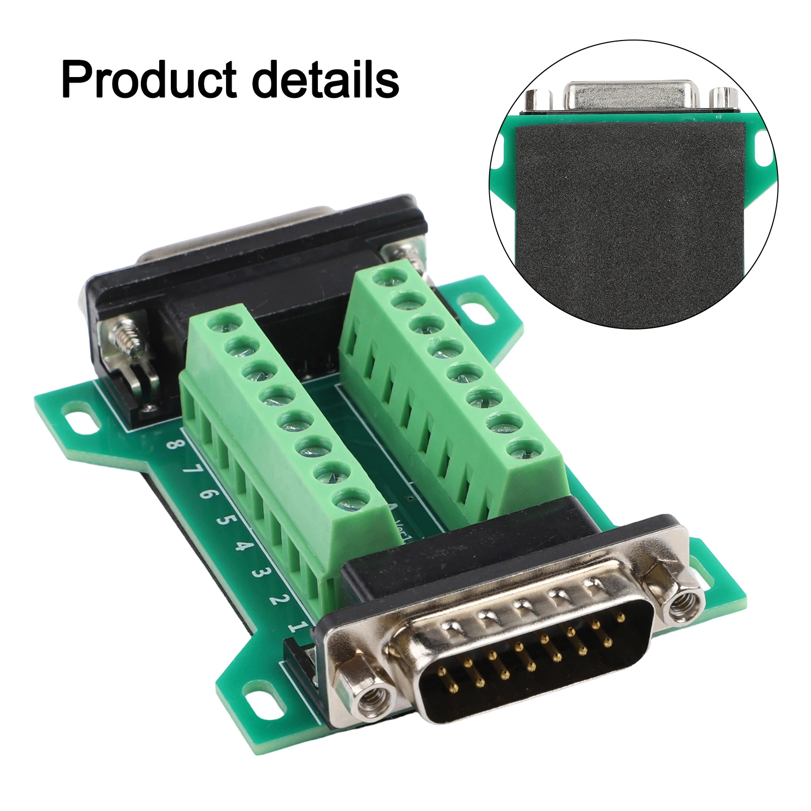 DB15MF-A Terminal Block Adapter Board Compatible with DB15 Connectors for Reliable Solderless Male/Female Interfacing