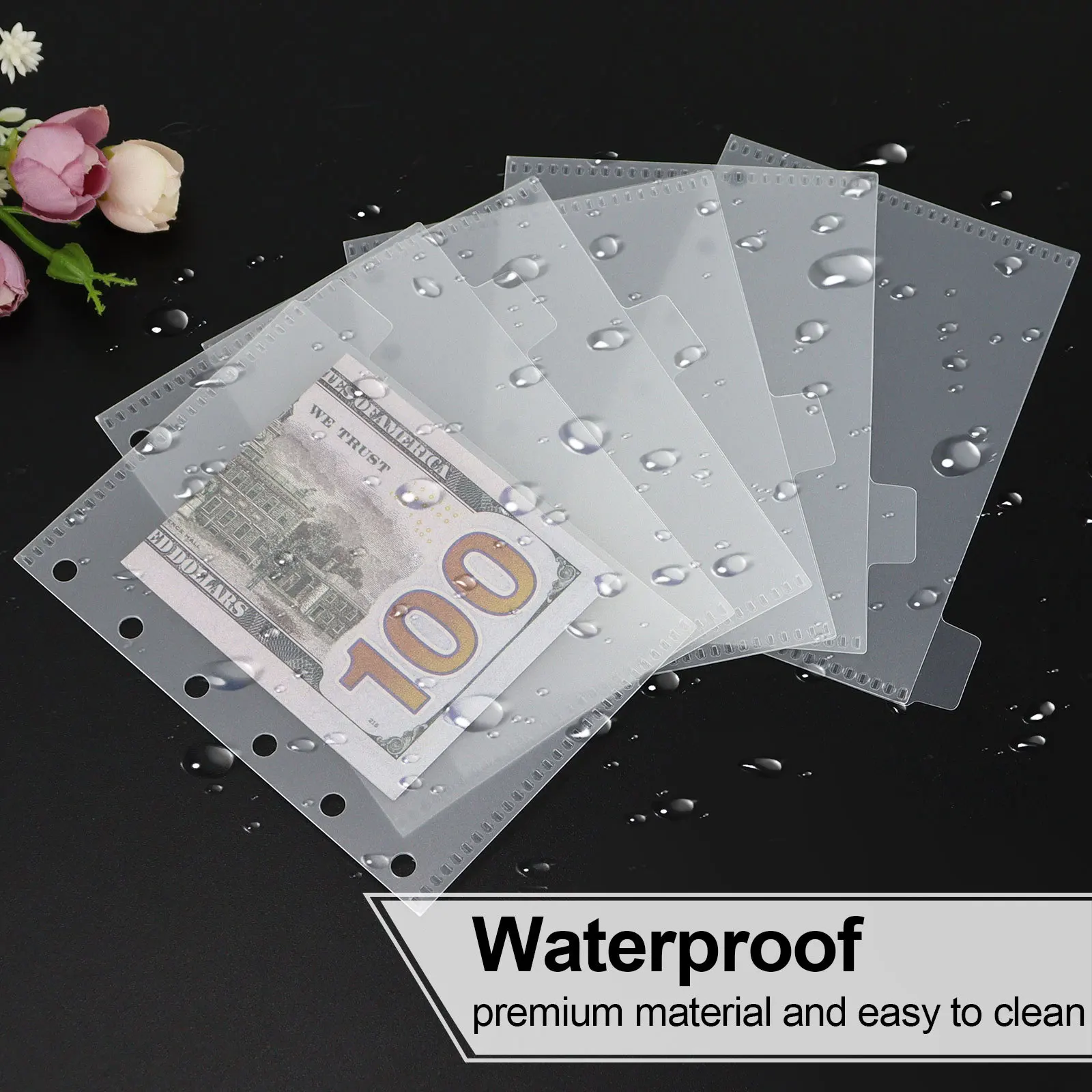 A7 Colorful Divider Bag Pockets Binder Folders for Notebook Divider Page Waterproof PVC Leaf Document Filing Bag