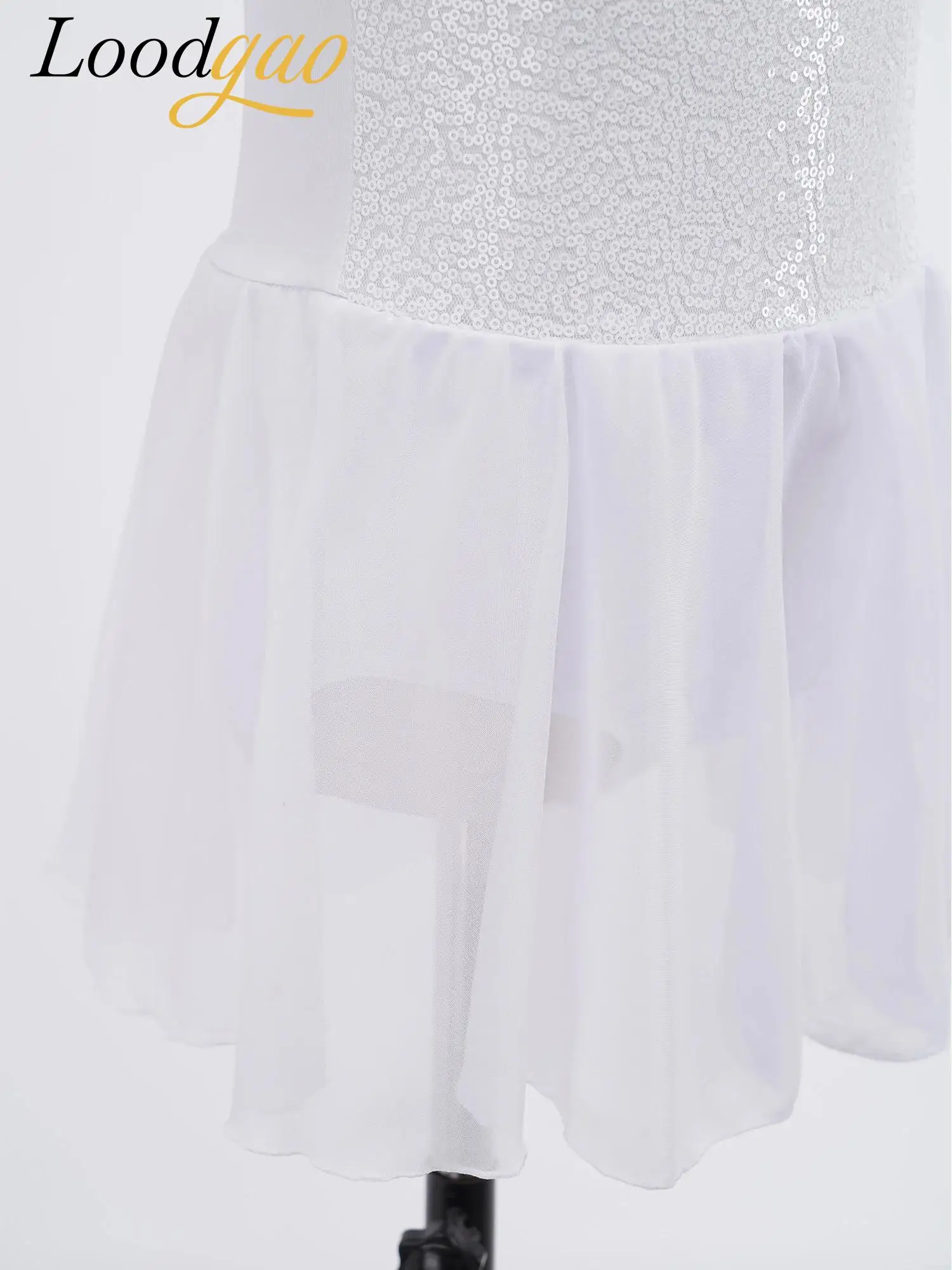 Girls Halter Keyhole Back Sleeveless Chiffon Princess Party Dress Ballet Dance Leotard Ballerina Costumes Tutu Skirted Dress