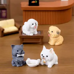 Resin Cute Dog Figurines Miniatures Handmade Realistic Micro Landscape Ornaments Cartoon Funny Animal Figurines Balcony
