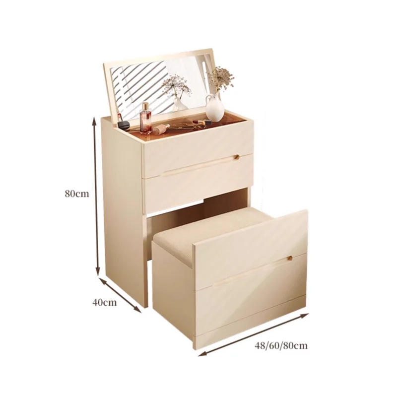 Flip Top Mirror Minimalist Vanity Table With Chair Wide Compact Elegant Vanity Table Trendy Unique Cômoda De Quarto Furniture