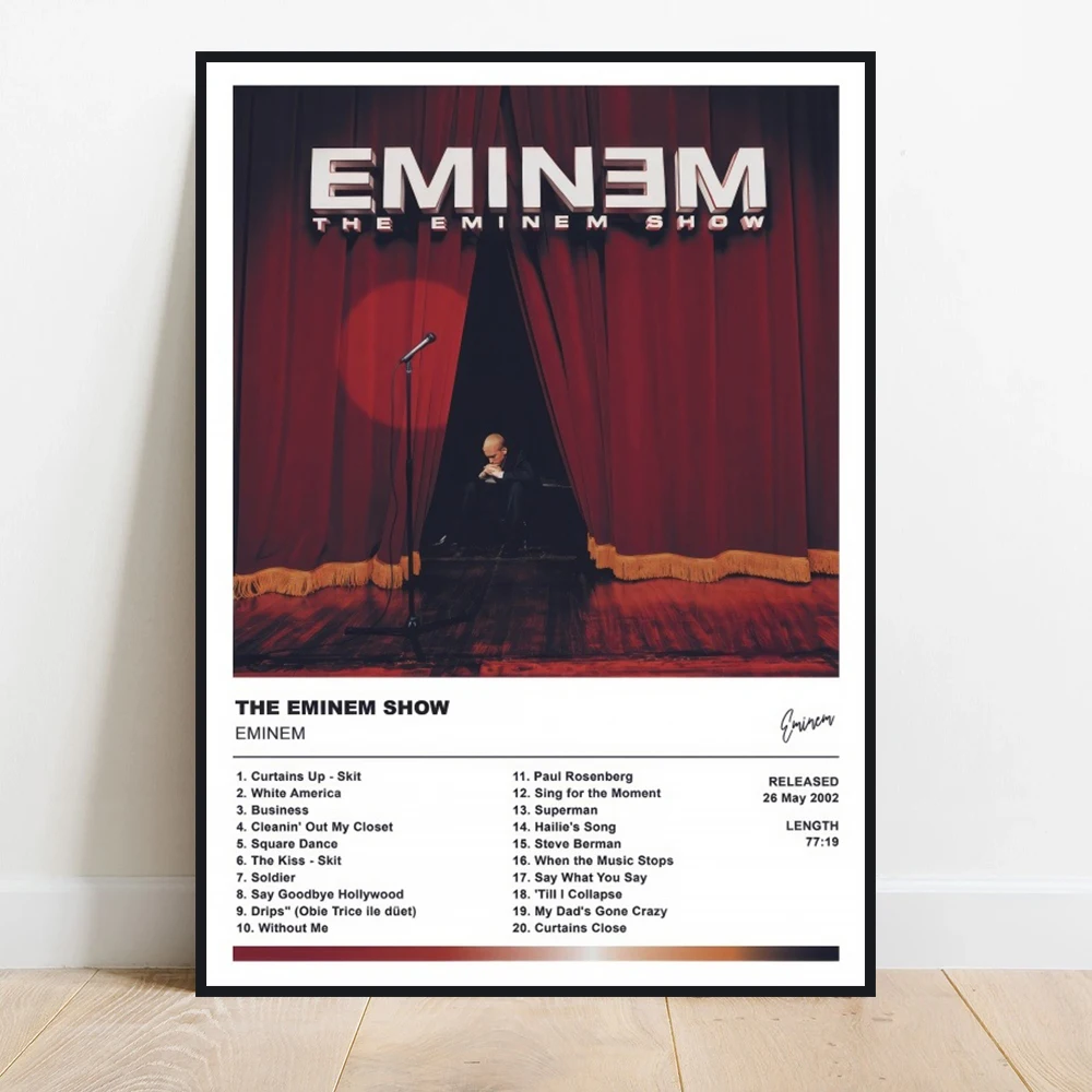 Eminem เพลงอัลบั้ม Pop Rap โปสเตอร์ Art, ผ้าใบความละเอียดสูงพิมพ์ภาพวาดผ้าใบ, ใช้สําหรับตกแต่งบ้าน, Frameless