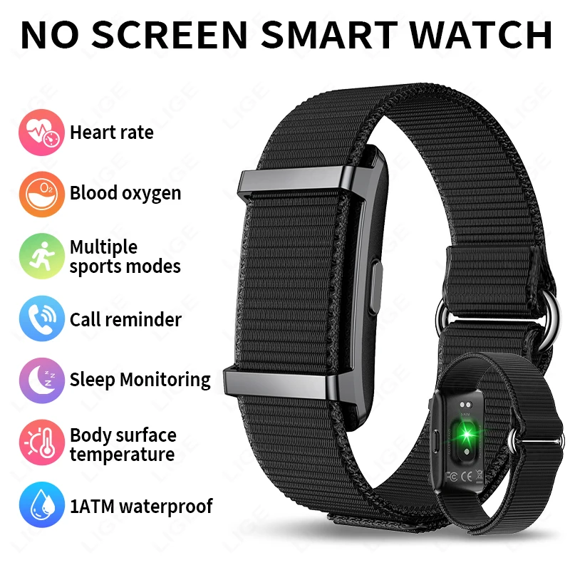 

LIGE No Screen Smart Bracelet Sport Fitness Tracker Health Monitor Heart Rate Pedometer Call Reminder Waterproof Smart Wristband