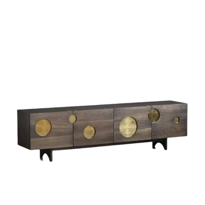 

Light luxury solid wood TV cabinet Internet celebrity size apartment industrial style creative design TV cabinet shelf