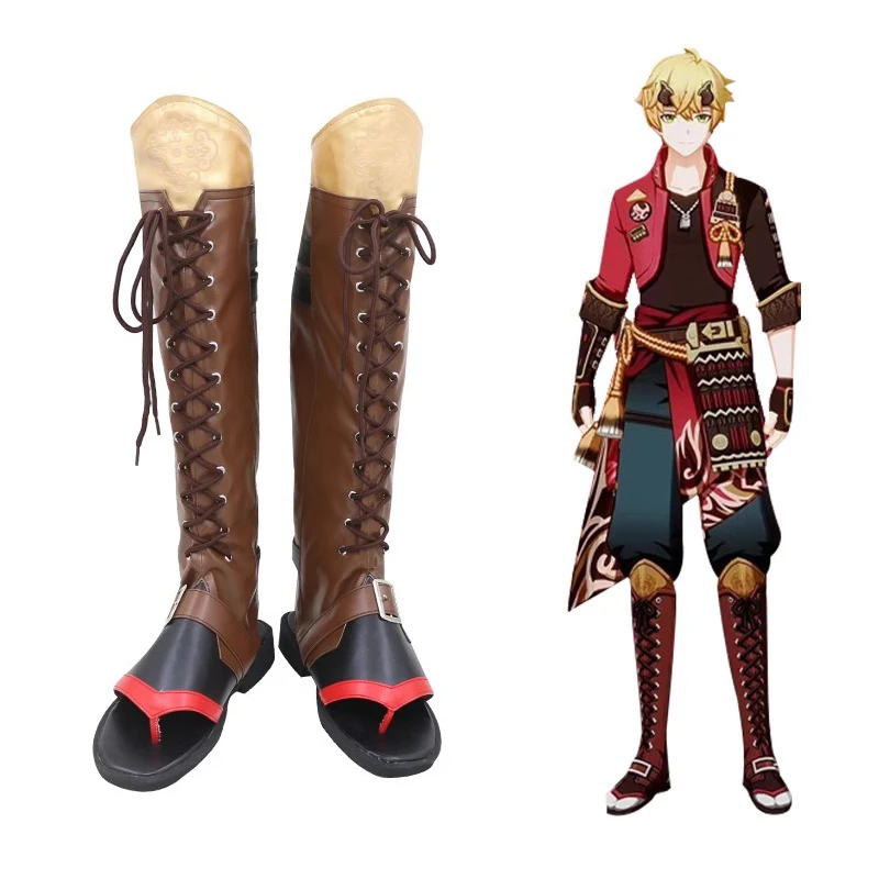Anime Game Genshin Impact Thoma Goro Cosplay Shoes Fashion Custom Leather Boots 35-48 Size Unisex Halloween Party RolePlay Props