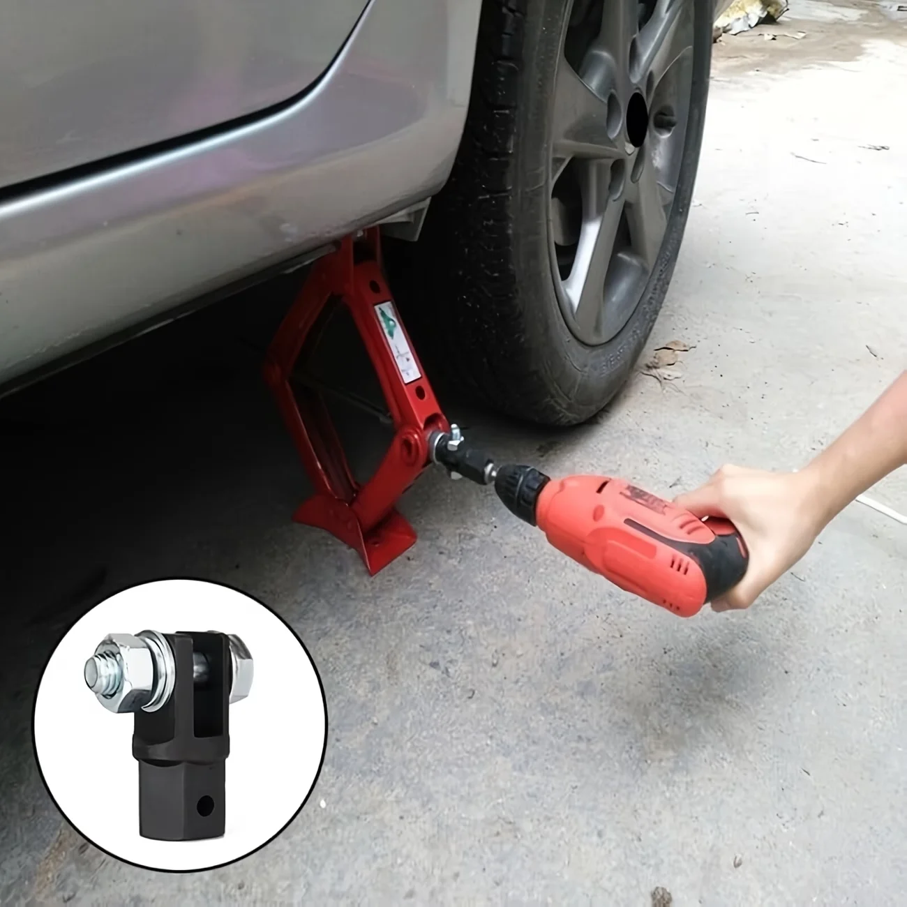 Adaptor Scissor Jack untuk Digunakan dengan Alat Penggerak 1/2 Inci atau Kunci Impact, Alat Adaptor Listrik Hemat Tenaga, Adaptor Kunci Penggerak