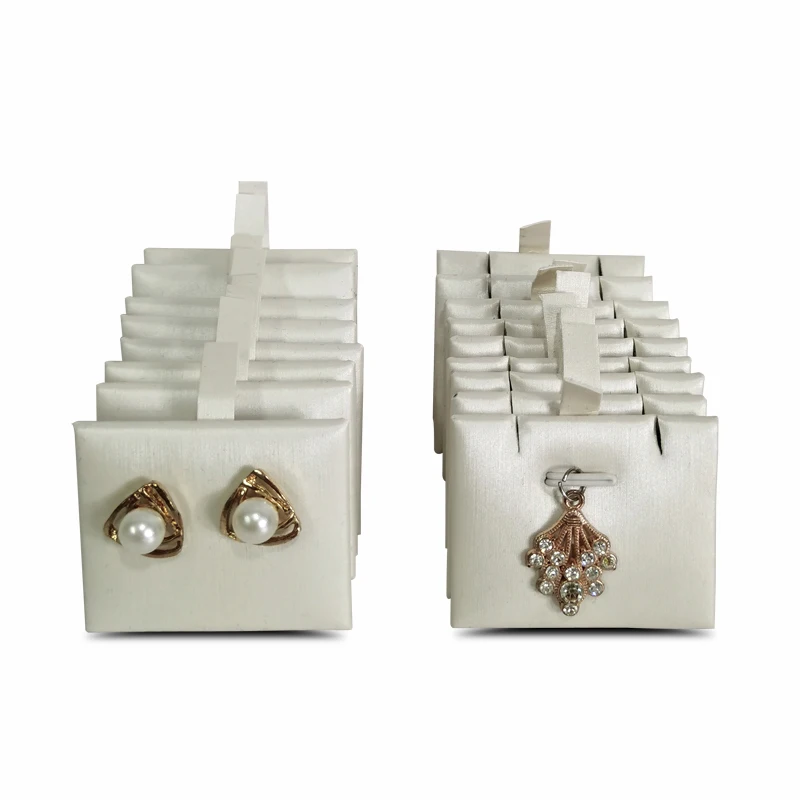 White Brushed Leather Beige PU Leather Puff Cushion Earrings Stud Pendant Card Jewelry Box Inside Pad Display Pad 5*4cm