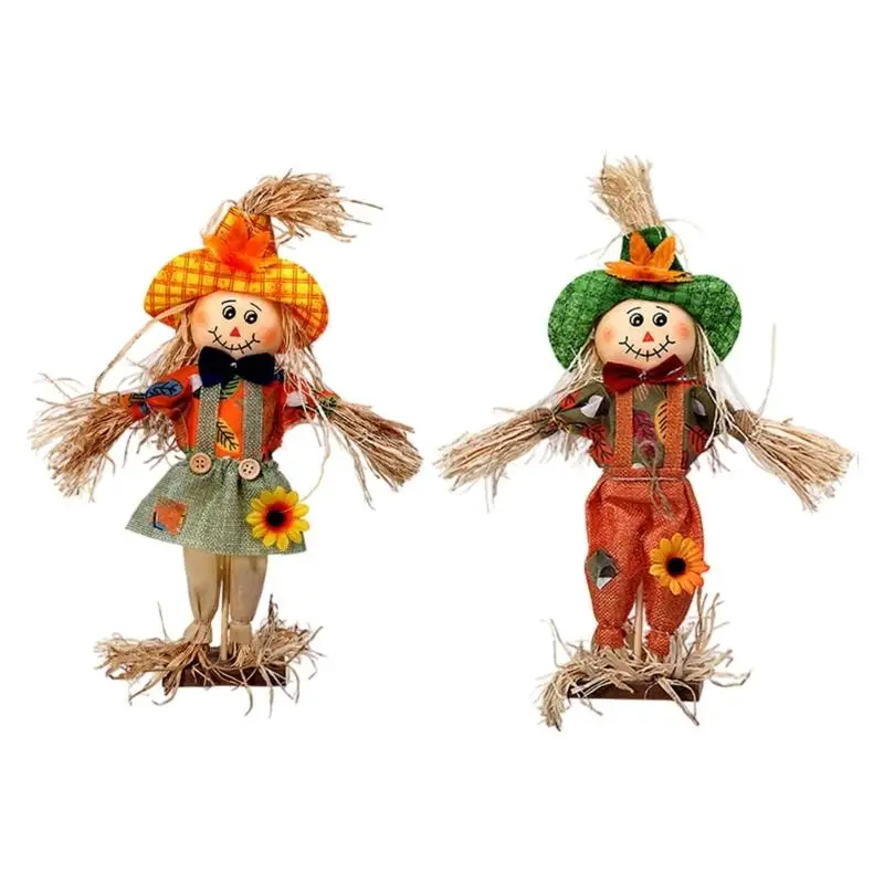

E8BD Handmade Natural Straw Witch Scarecrow Ornament Halloween Yard Garden Decoration
