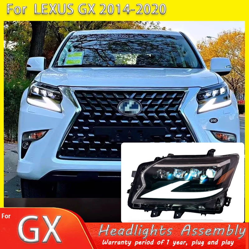 

Автомобильные светодиодные фары для Lexus GX GX400 GX460 2014-2020, новый стиль, полностью светодиодные фары в сборе, обновление линз проектора, аксессуары