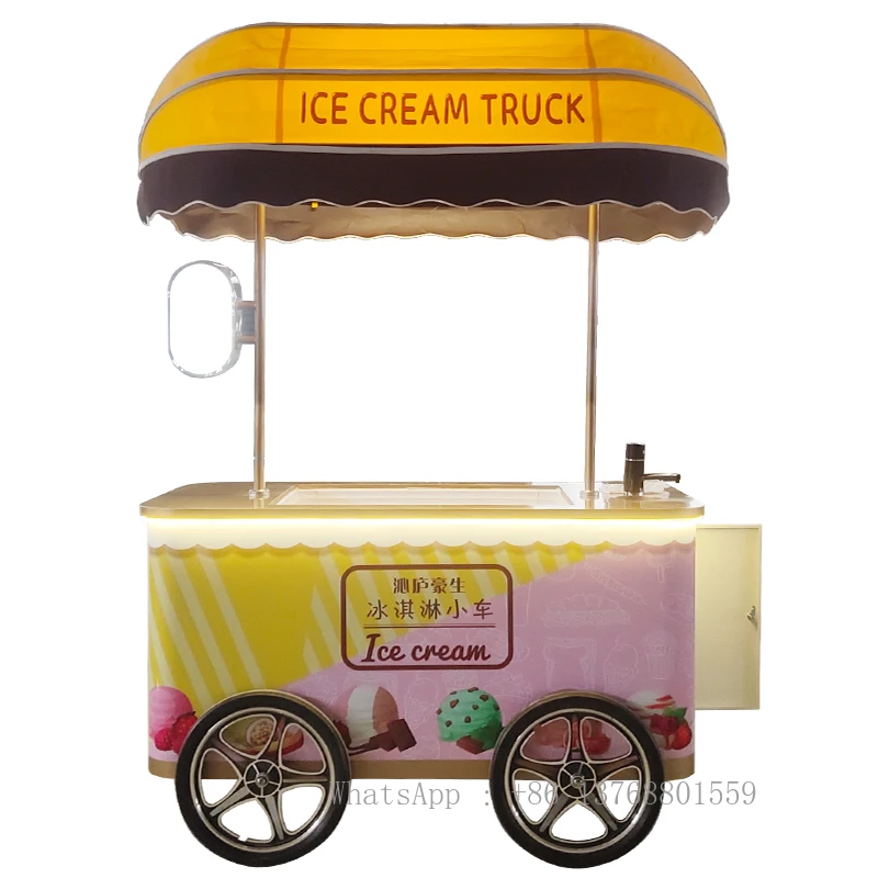 Moble Trolley Mini Gelato Display Freezer Ice Cream Freezer Cabinet Flower Vending Cart Display