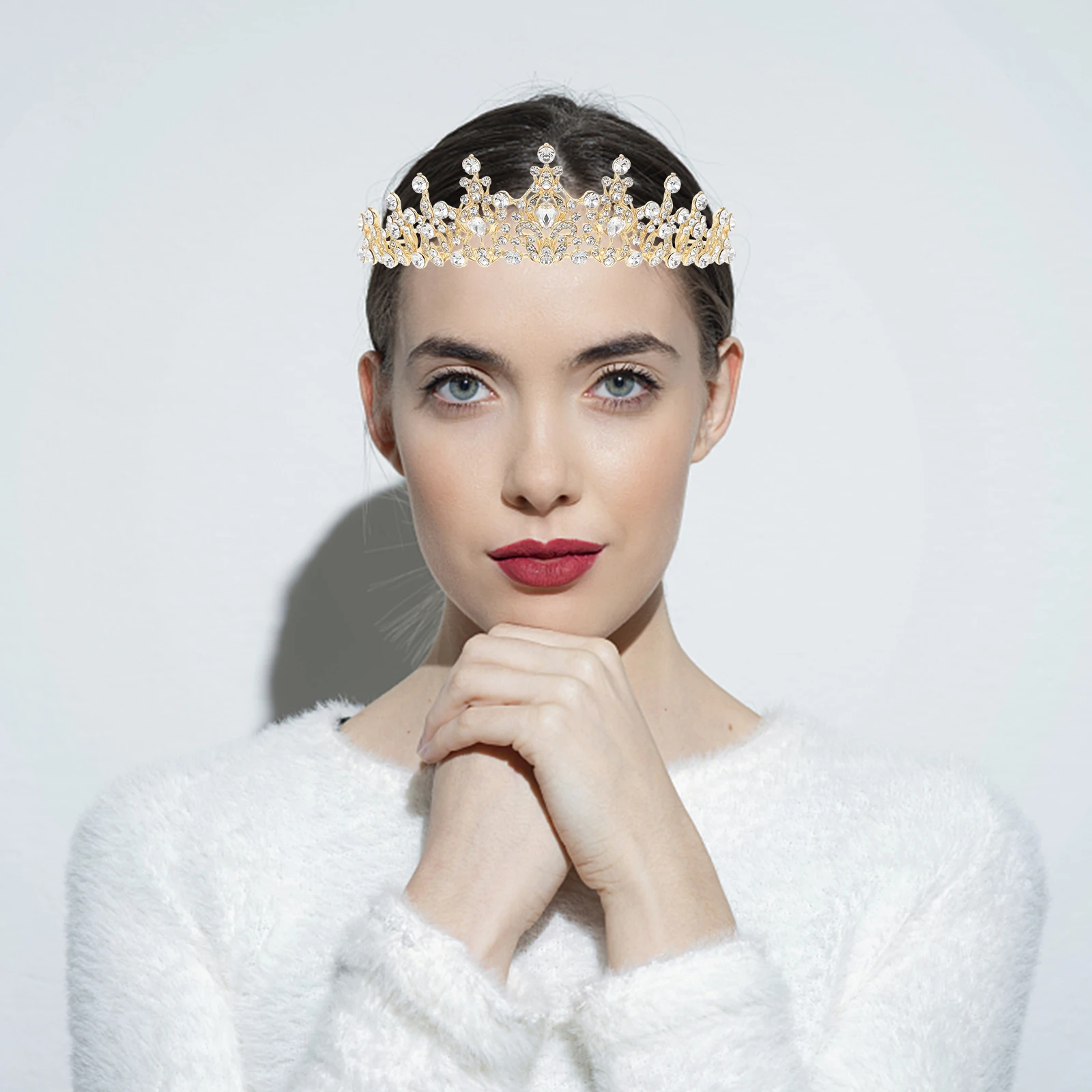 

Elegant Rhinestone Tiara Crown Bridal Wedding Hair Accessories Small Crown Headpiece for Bride Bridesmaids Party Cosplay