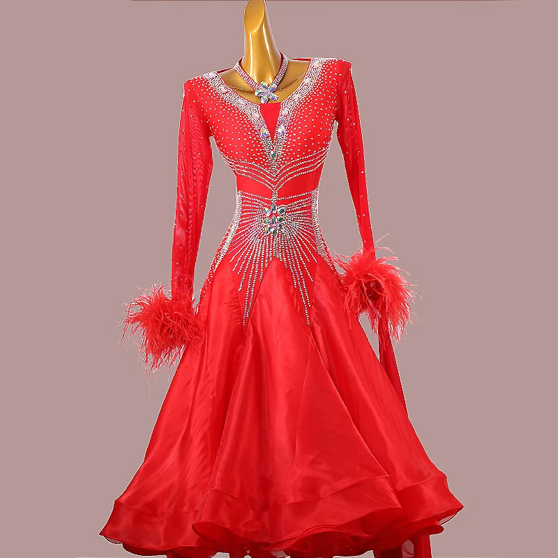 

New Ballroom Dance Dress High-End Skirt National Standard Waltz Dancing Costumes Female Adult Profession Performance Clothing