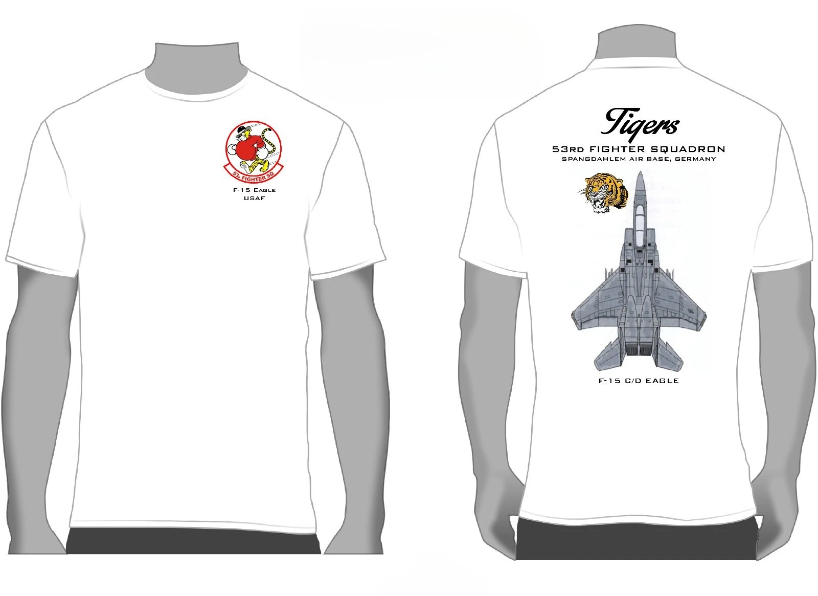 USAF 53rd FS Spangdahlem AFB Tigers F-15 Squadron T-Shirt 100% Cotton O-Neck Short Sleeve Summer Casual Mens T-shirt Streetwear