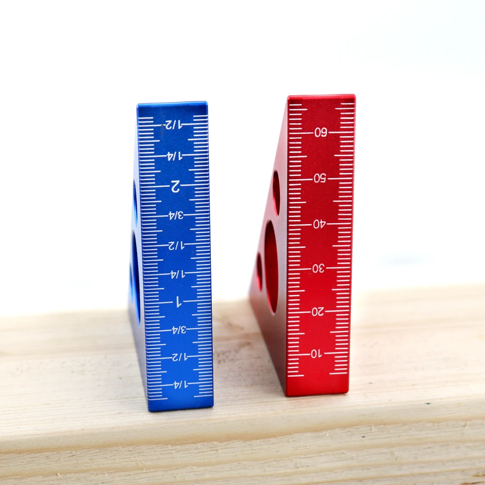 Precision angle ruler, triangle ruler, metric inch scale, aluminum alloy right angle ruler, multifunctional DIY woodworking tool