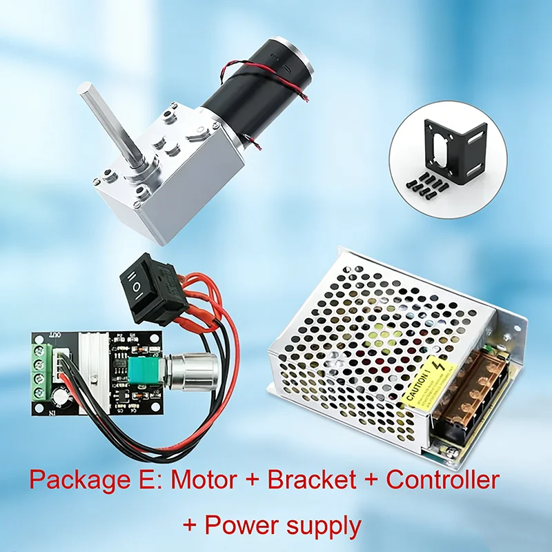

5840-31ZY Worm Gear Motor DC 12V/24V 3-100kg/cm High Torque 51mm Long Shaft Reversible Self-Locking for Industrial Automation