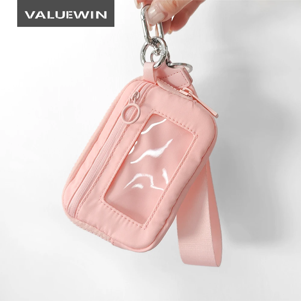 

Wristlet Wallets For Women Nylon Quilted Wallefor，Portable Travel Credit Card Bag Waterproof Transparent coin key bag