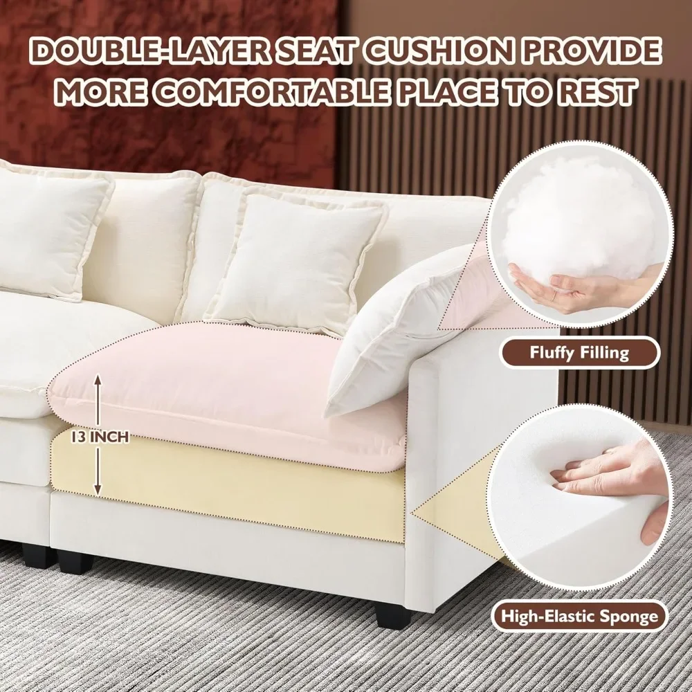 جودة رائجة البيع - "أريكة بمقعدين حديثة مقاس 77 بوصة، أريكة مقطعية لغرفة المعيشة وغرفة النوم، تنجيد مريح بمقعدين"