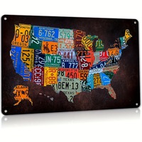 Vintage Route 66 USA Map Metal Sign - 8x12\