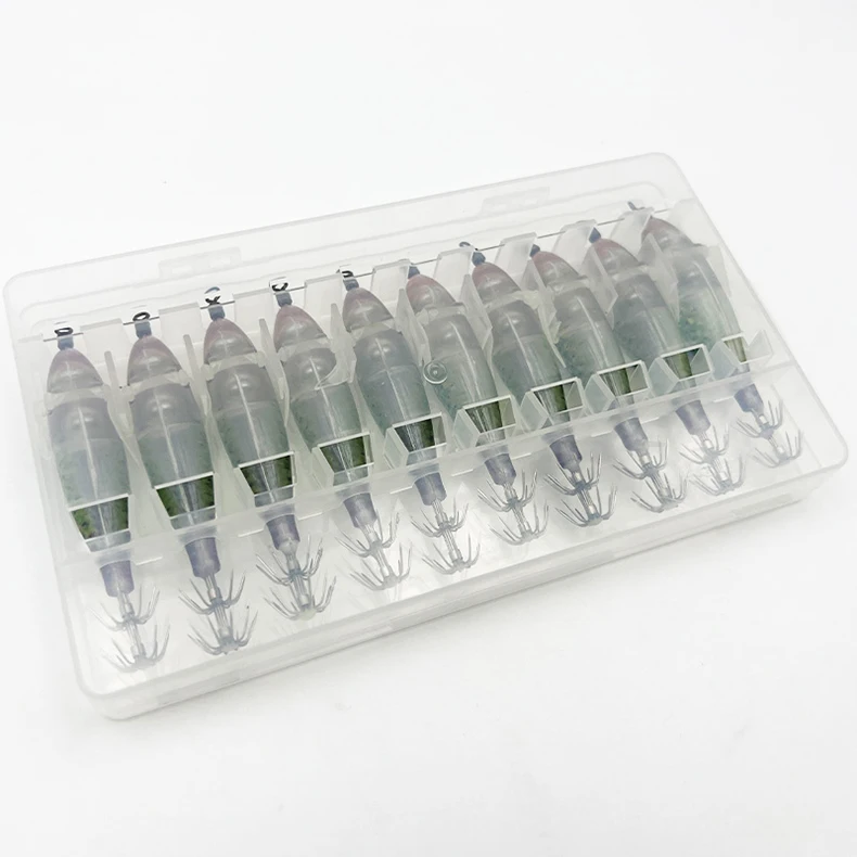 ShareShark 10 Stück/Box 8cm/5,7g Garnelen-Angelköder Leuchtender Tintenfisch-Jig-Haken Meeresfischerei-Zubehör Künstlicher Köder Oktopus-Köder – Detail 12