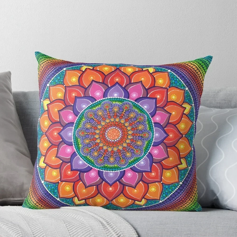 

Lotus Rainbow Mandala Throw Pillow Sofa Pillow Cover Pillow Case Christmas