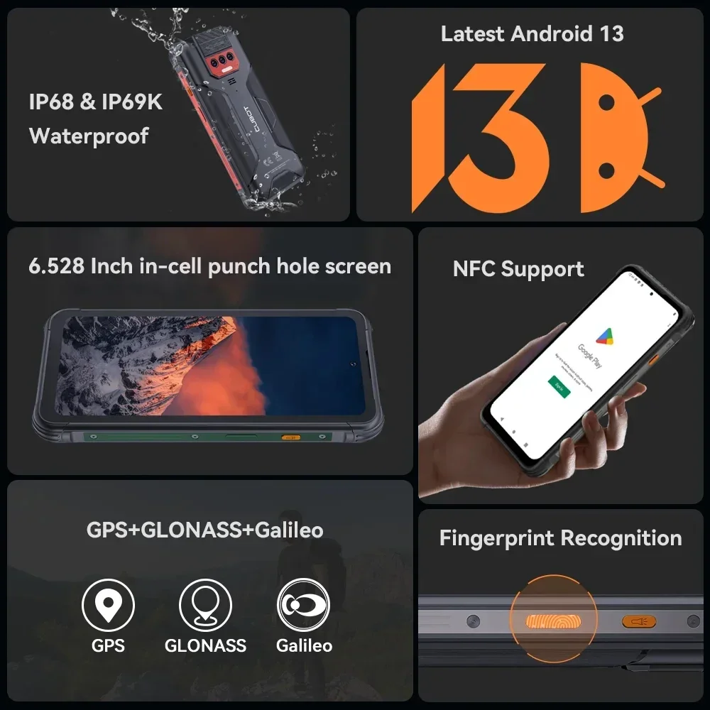 Cubot KingKong 8 Rugged Smartphone Android 13  6.52 Inch FHD Octa Core 12GB+256GB Phone 48MP Camera 10600mAh NFC 4G Cell Phone