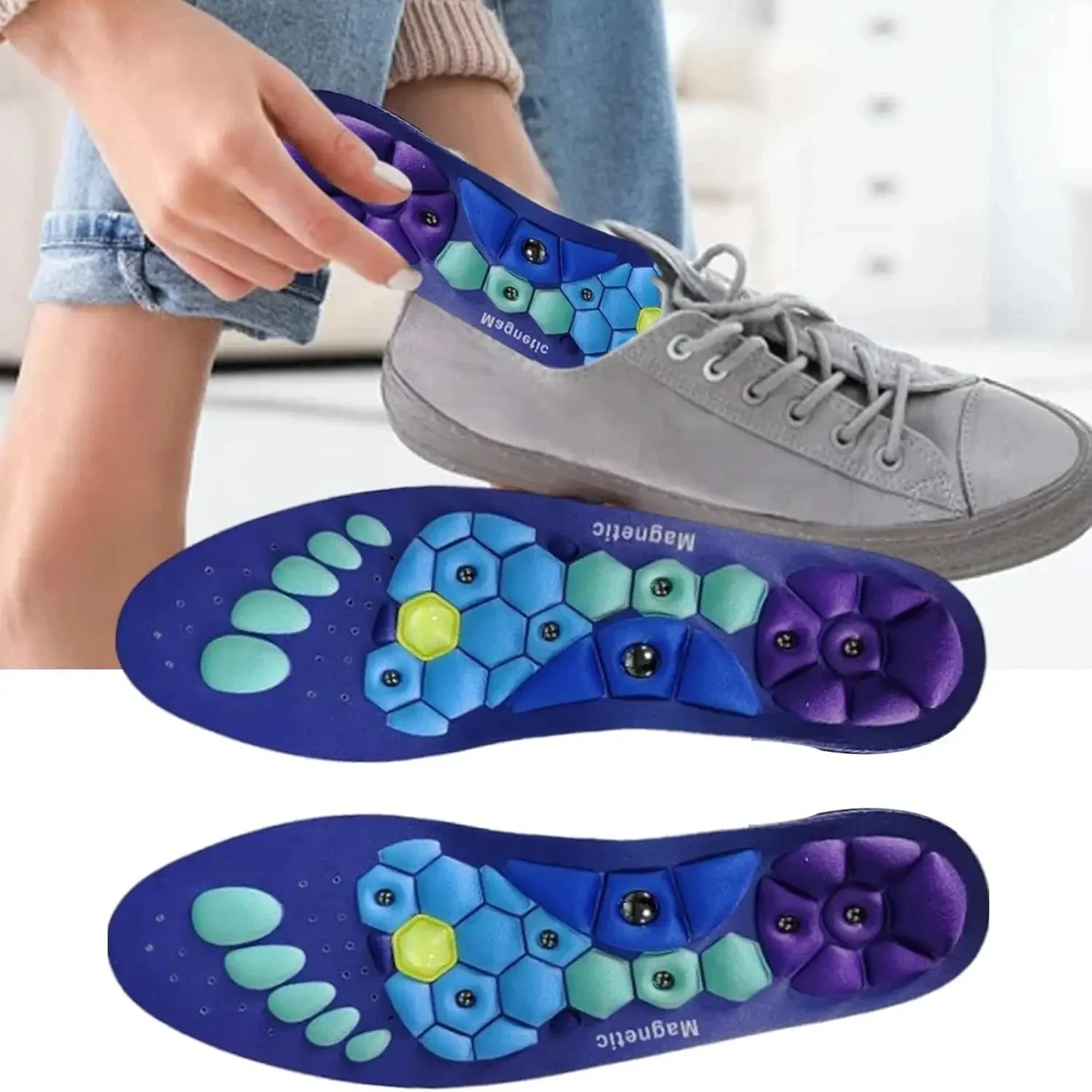 1 Pair Magnetic Therapy Foot Acupressure Insole Arch Support Health Massage Shoes Soles Reflexology Anti-fatigue Comfort Inserts image 6