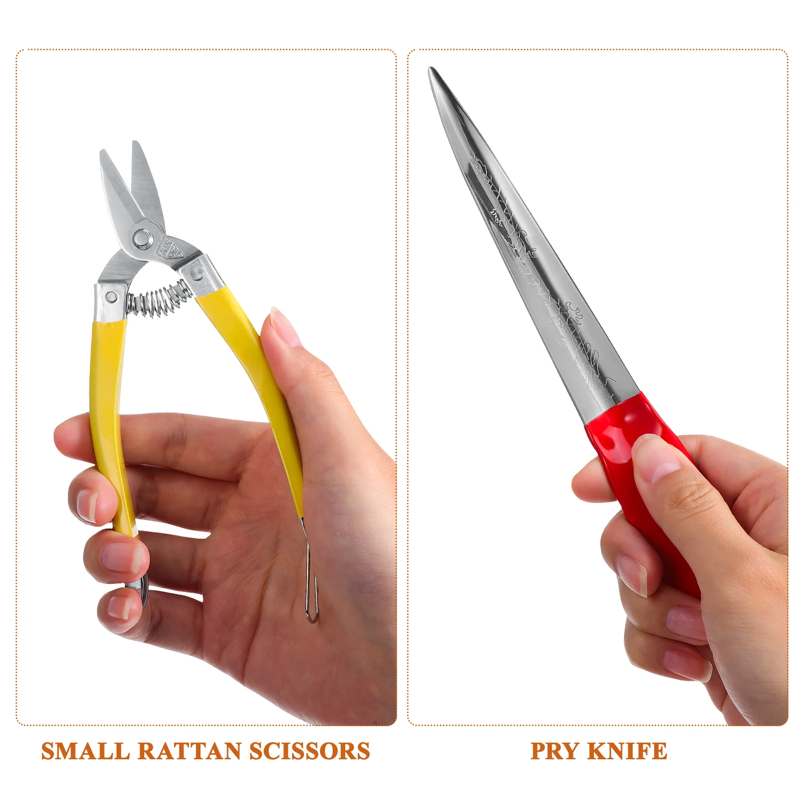 

Rattan Weaving Tools Red Handle Pry Knife Small Scissors Wicker Repair Kit Furniture Trim Metal Plastic Basket Weaving DIY