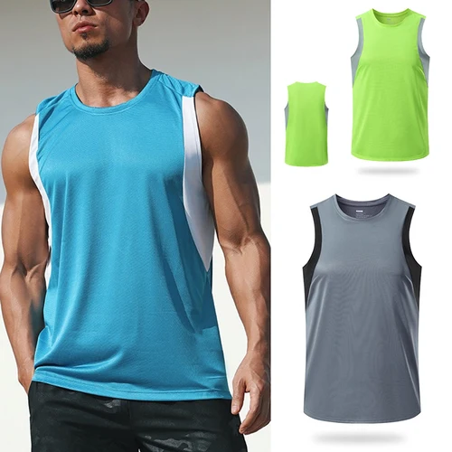 남성용 빠른 건조 속옷, 통기성 캐주얼 체육관 민소매 셔츠, 단색 러닝 스포츠 등산 조정, 여름 신상 