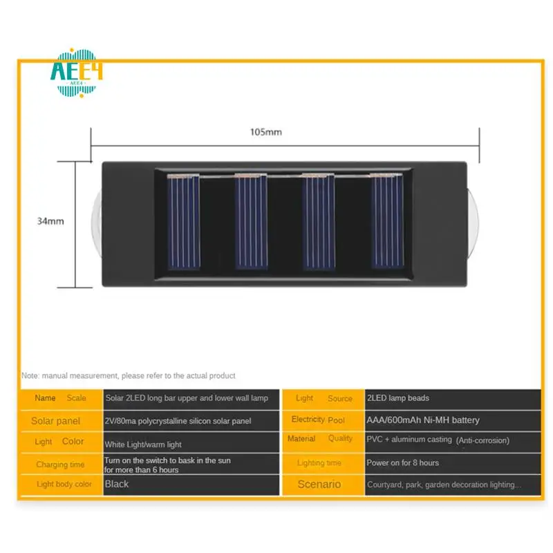 

AEE4-4PCS Solar Lamp Outdoor LED Lights For Garden Decoration Balcony Yard Street Wall Lamp Decor Gardening Light